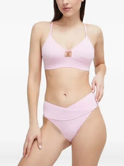 Casall Cut-out Crossover Bikini Top In Pink