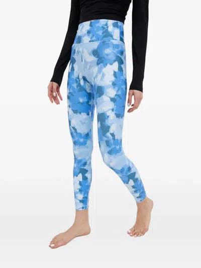 Casall Floral-print Leggings In Blue