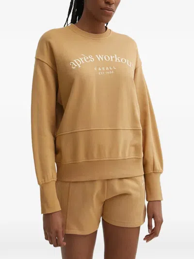 Casall Logo-embroidered Dropped-shoulder Sweater In Brown
