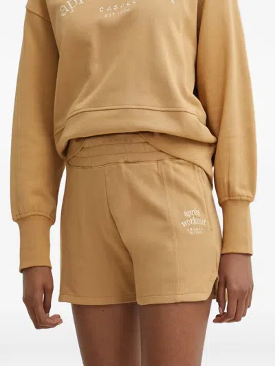 Casall Logo-embroidered Mini Shorts In Brown