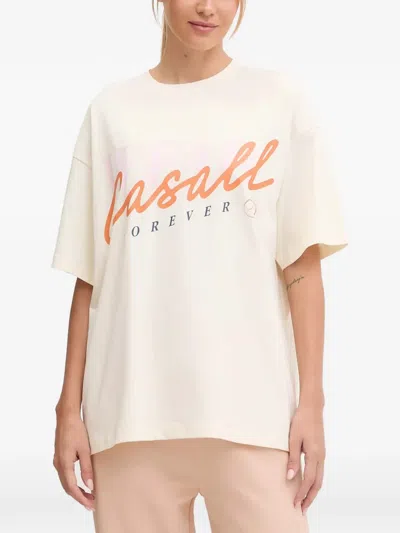 Casall Logo-print Drop-shoulder T-shirt In Neutral