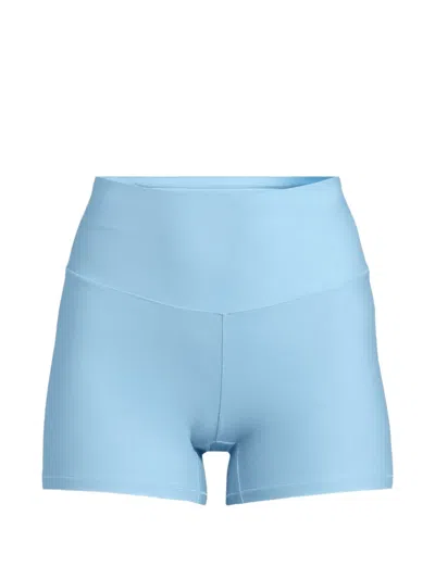 Casall Logo-print High-waisted Shorts In Blue
