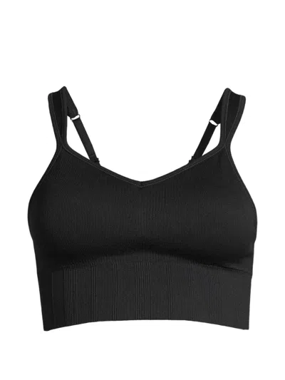 Casall Ribbed-knit V-neck Sports Bra In Black