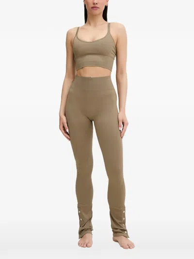 Casall Seamless Ribbed-knit Cropped Top In Green
