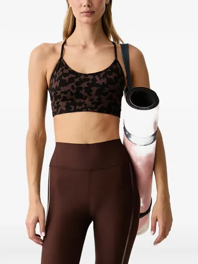 Casall Sleek Camouflage-print Sports Bra In Brown