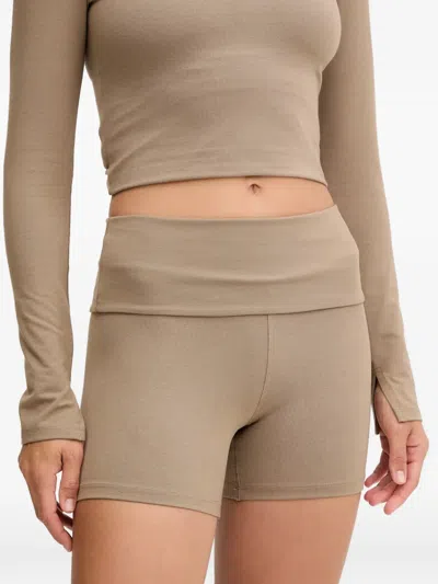 Casall Sublime Fold-over Shorts In Brown