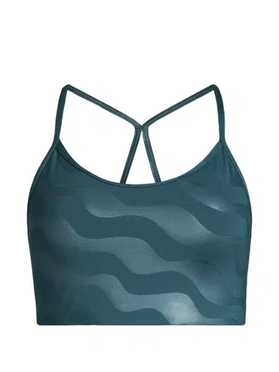 Casall Wave-print Racerback Sports Bra In Green