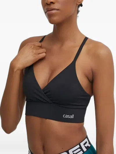 Casall Wrap-front Cross-back Sports Bra In Black