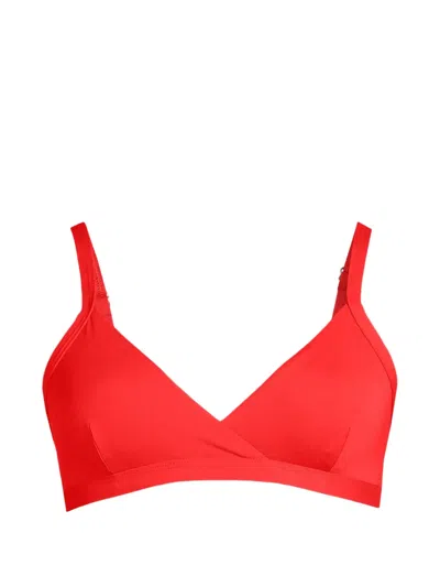 Casall Wrap-style V-neck Bikini Top In Red