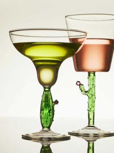 Casarialto Cactus Hand-blown Murano Glass Margarita Glasses (set Of 4)  Abask Gift Set