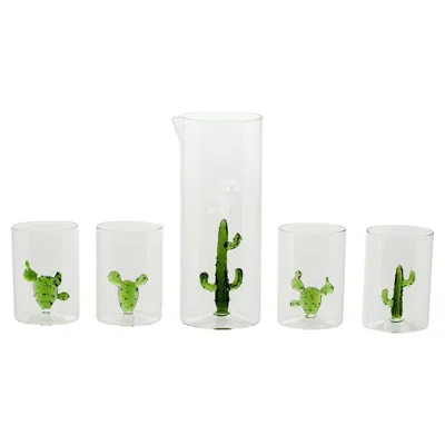Pre-owned Casarialto Cactus Set Of 4 Glasses And Pitcher In Gray