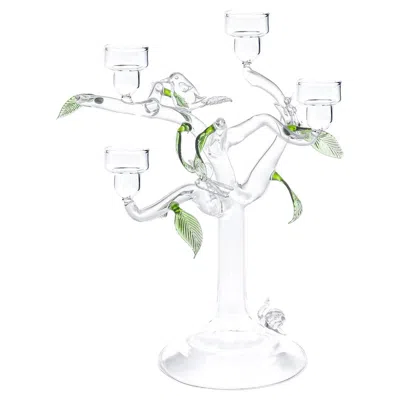 Pre-owned Casarialto Eden Medium Glass Candleholder By  In Gray