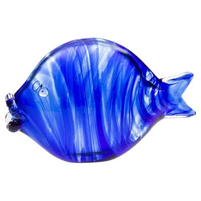 Pre-owned Casarialto Large Deep Blue Murano Glass Fish