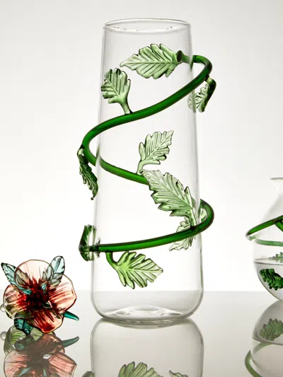 Casarialto Liana Hand-blown Glass Bud Vase (11in/28cm) In Green