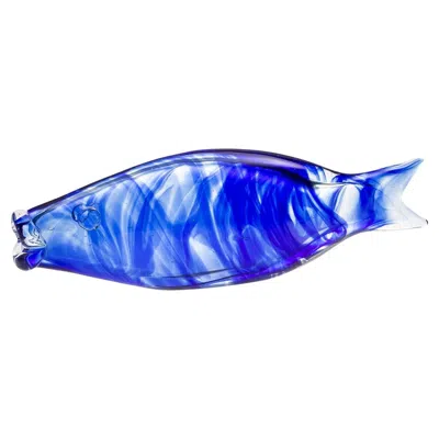 Pre-owned Casarialto Medium Blue Murano Glass Fish