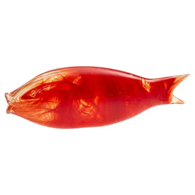 Pre-owned Casarialto Murano Fish Medium Red With Mouth