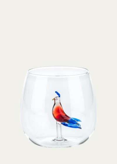Casarialto Red Bird Round Glass In Multi