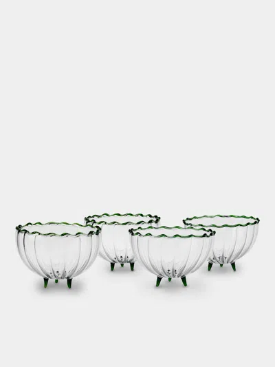 Casarialto Set Of 4 Flora Hand-blown Glass Bowls In Transparent