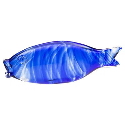 Pre-owned Casarialto Small Blue Murano Glass Fish