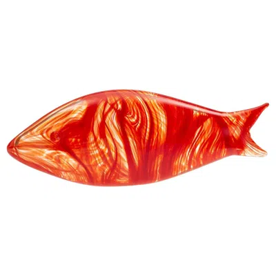 Pre-owned Casarialto Small Red Murano Glass Stylized Fish
