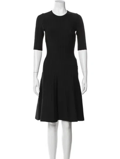 Pre-owned Casasola Crew Neck Knee-length Dress In Black