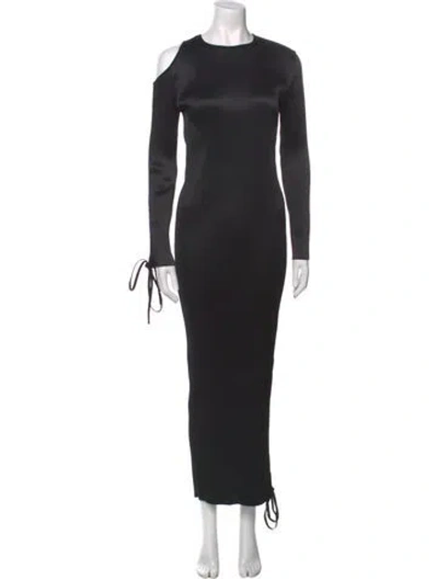 Pre-owned Casasola Crew Neck Long Dress In Black