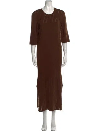 Pre-owned Casasola Crew Neck Long Dress In Brown