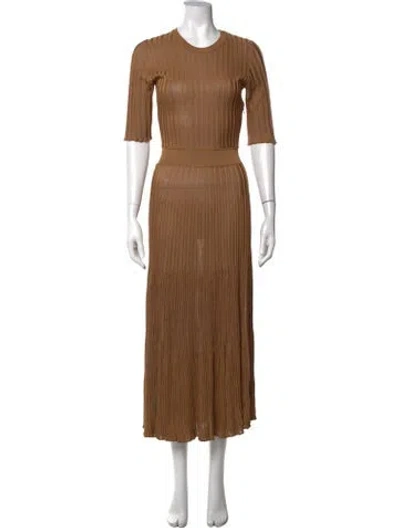 Pre-owned Casasola Crew Neck Long Dress In Brown