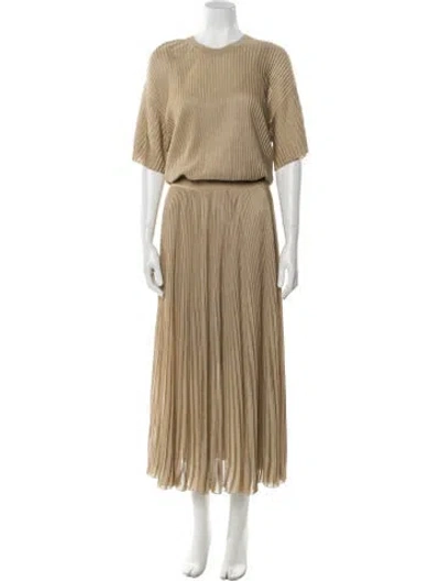 Pre-owned Casasola Crew Neck Long Dress W/ Tags In Neutral