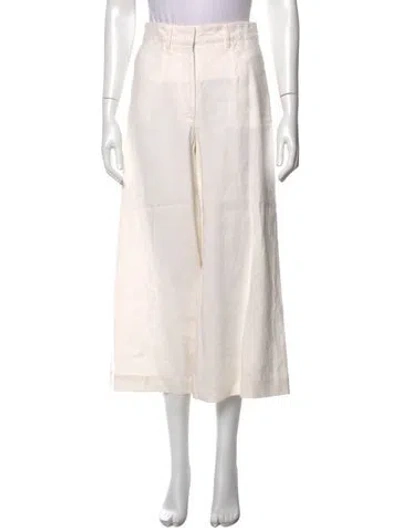 Pre-owned Casasola Linen Wide Leg Pants In Neutrals