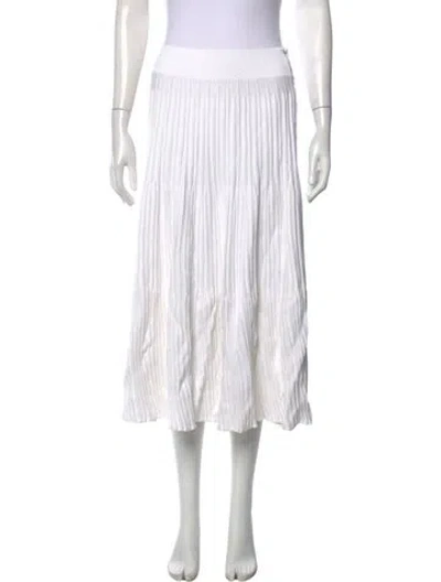 Pre-owned Casasola Pleated Accents Midi Length Skirt In White
