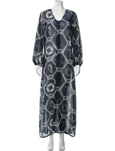 Pre-owned Casasola Printed Robe In Blue