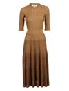Casasola Ribbed Pleated Midi Dress In Brown