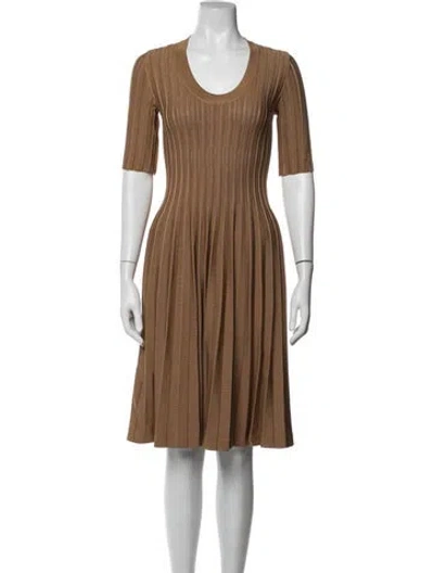 Pre-owned Casasola Scoop Neck Knee-length Dress In Neutrals