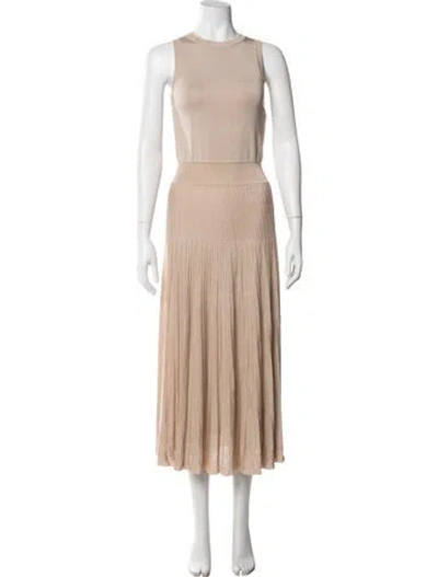 Pre-owned Casasola Silk Midi Length Dress In Neutrals