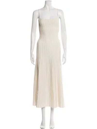 Pre-owned Casasola Square Neckline Midi Length Dress In Neutral
