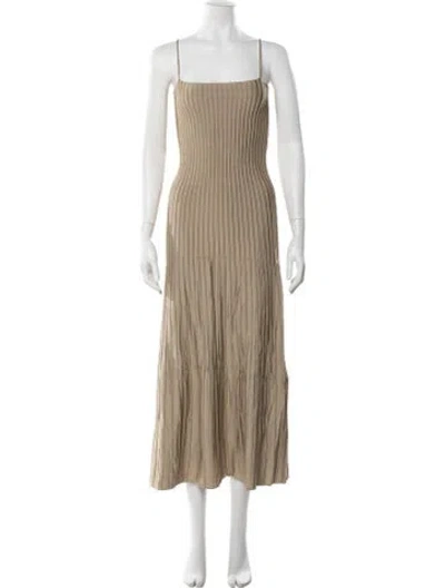 Pre-owned Casasola Square Neckline Midi Length Dress In Neutrals