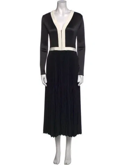 Pre-owned Casasola V-neck Long Dress In Black