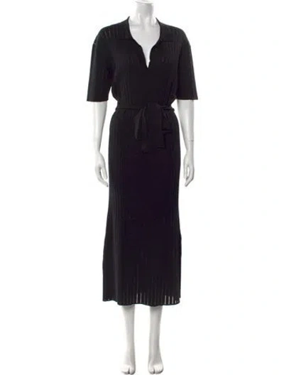 Pre-owned Casasola V-neck Long Dress W/ Tags In Black