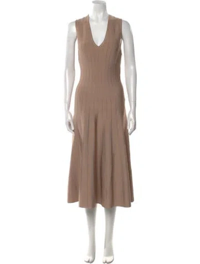 Pre-owned Casasola V-neck Long Dress W/ Tags In Neutral