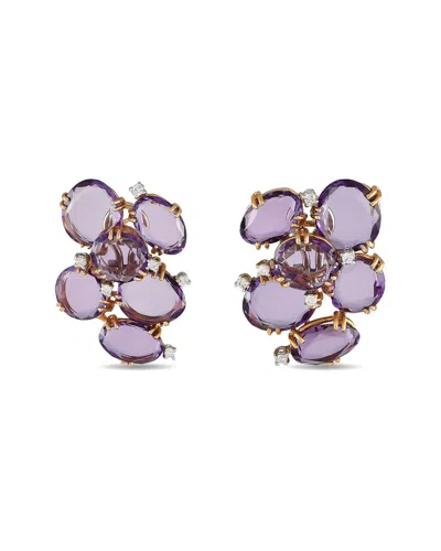 CASATO CASATO 18K 0.36 CT. TW. DIAMOND & AMETHYST EARRINGS