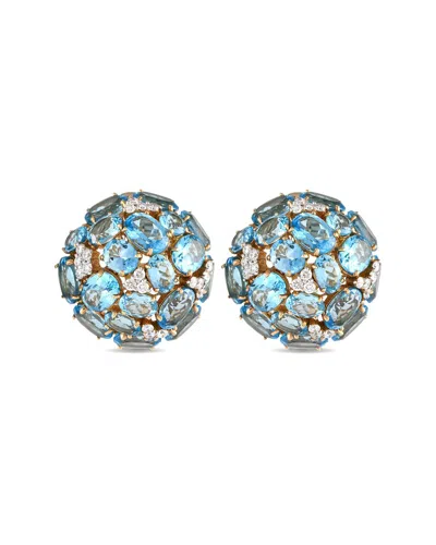 Casato 18k Yellow Gold 0.73ct Diamond And Topaz Earrings 200537 In Blue
