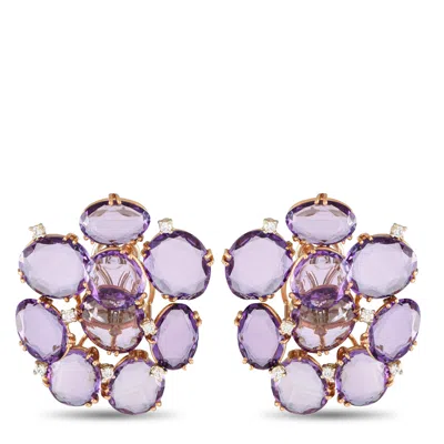 Casato 18k Rose Gold 0.28ct Diamond And Amethyst Earrings 200533