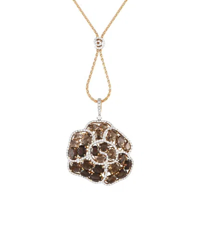 Casato 18k Rose Gold 1.57 Ct. Tw. Diamond & Smoky Quartz Necklace In Metallic