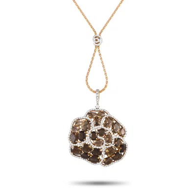 Casato 18k Rose Gold 1.57ct Diamond And Smoky Quartz Pendant Necklace 200495