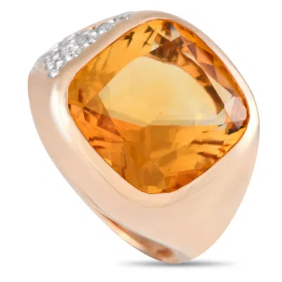 Casato 18k Yellow Gold 0.30ct Diamond And Citrine Ring 200475 In Orange