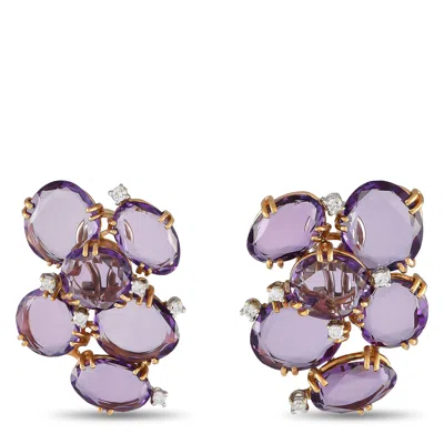 Casato 18k Yellow Gold 0.36ct Diamond And Amethyst Earrings 200532