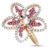 Casato 18k Yellow Gold 0.60ct Diamond And Sapphire Dainty Flower Ring 200504 In Gold