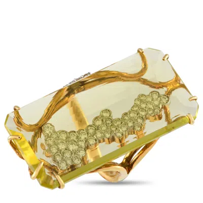 Casato 18k Yellow Gold 1.0ct Diamond And Lemon Quartz Ring 200527