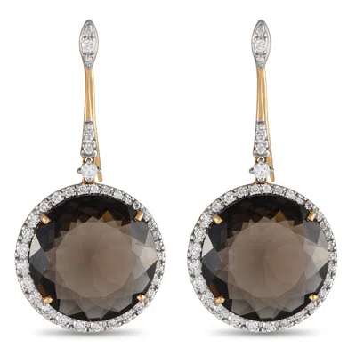 Casato 18k Yellow Gold 1.12ct Diamond And Smokey Quartz Drop Earrings 200498